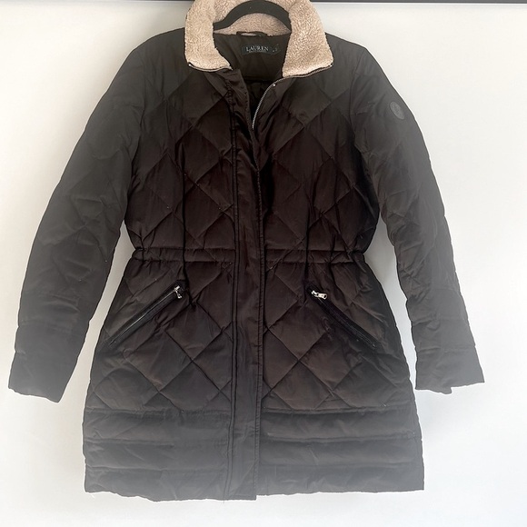 Lauren Ralph Lauren Black Quilted Down Insulated Puffer Coat Size M - No Hood